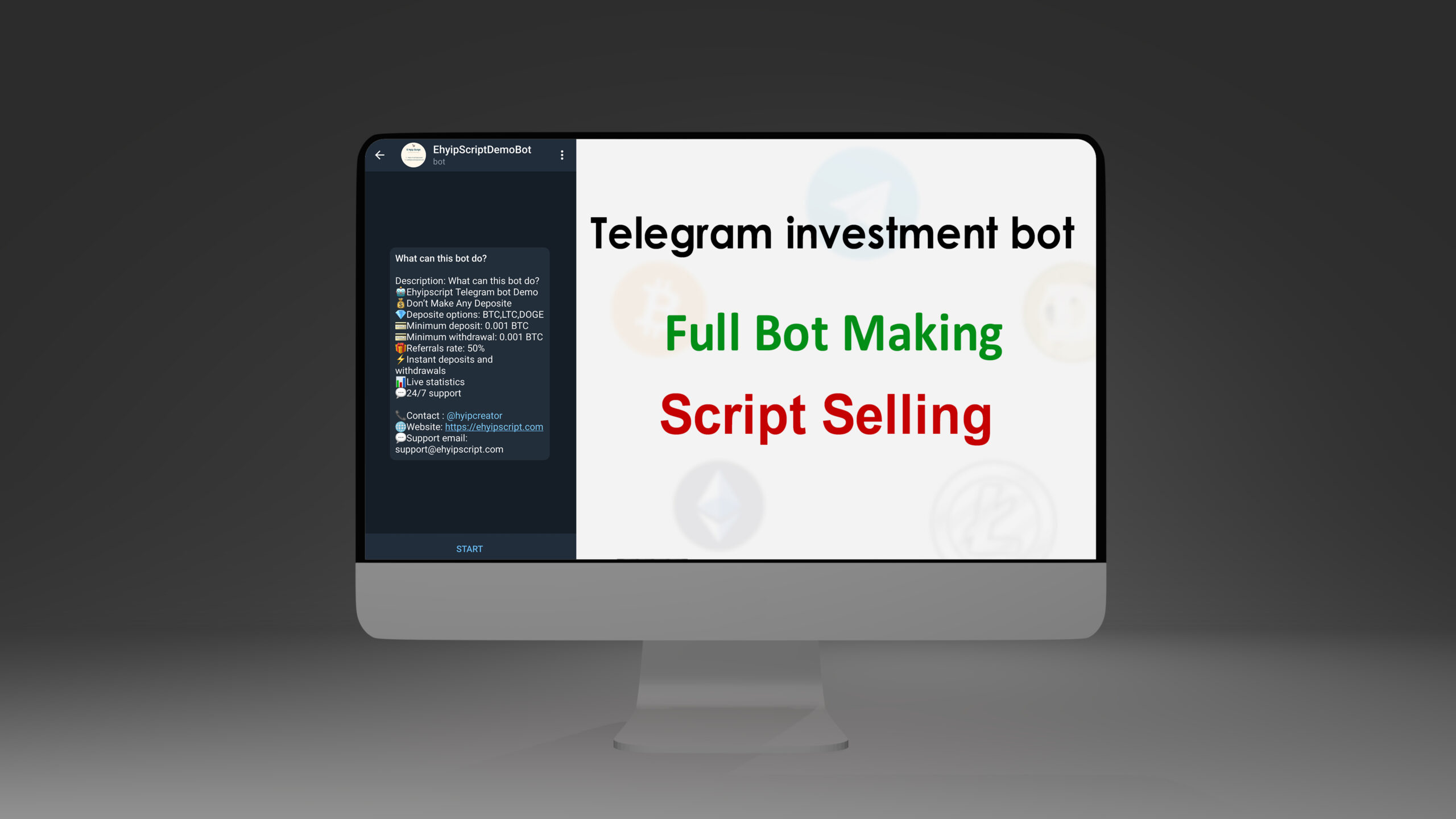 Telegram investment bot Script Telegram Hyip Bot Script